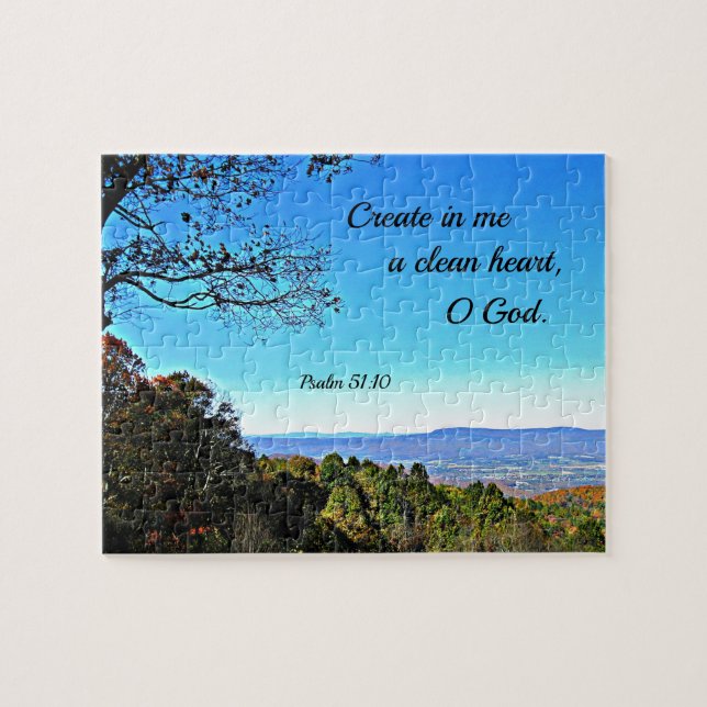 Psalm 51:10 Create in me a clean heart.. Jigsaw Puzzle (Horizontal)