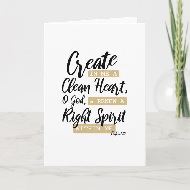 Psalm 51:10 Jesus Christian Bible Verse Card (Front)