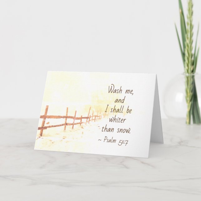 Psalm 51:7 I shall be whiter than snow Bible Verse Card (Front)