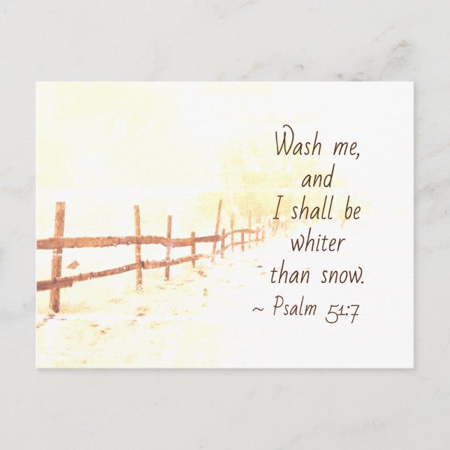 Psalm 51:7 Wash me and I shall be whiter than snow Postcard (Front)