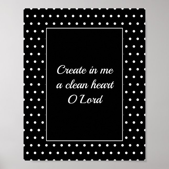 Psalm 51 White Polka Dot Christian Bathroom Poster (Front)