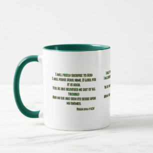 Psalm 54:6-7 KJV Bible Scripture Two-Tone Mug