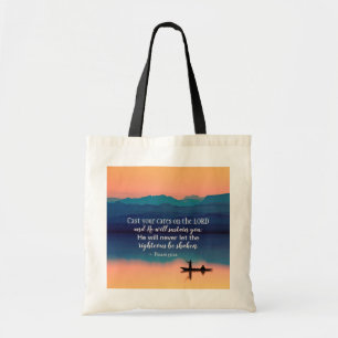 Psalm 55:22 Cast your cares on the LORD Tote Bag