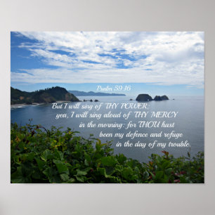 Psalm 59:16 But I will sing of thy power; Poster