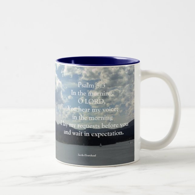 Psalm 5:3 Two-Tone coffee mug (Right)