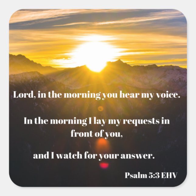 Psalm 5 Calming Bible Verse Square Sticker (Front)