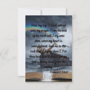 Psalm 61:1-3 KJV Bible Verse Flat Greeting Card