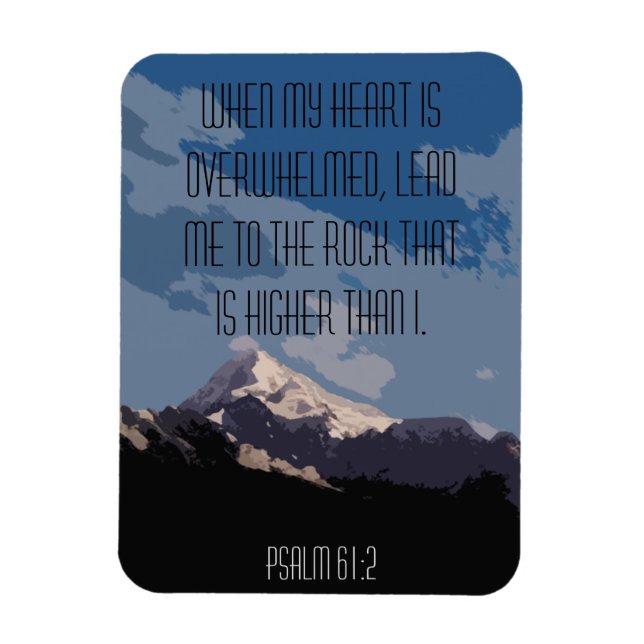 Psalm 61:2 Bible Verse Quote Mountain Graphic Magnet (Vertical)