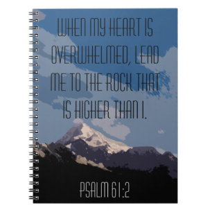 Psalm 61:2 Bible Verse Quote Mountain Graphic Notebook