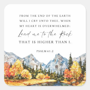 Psalm 61:2 When my heart is overwhelmed Square Sticker