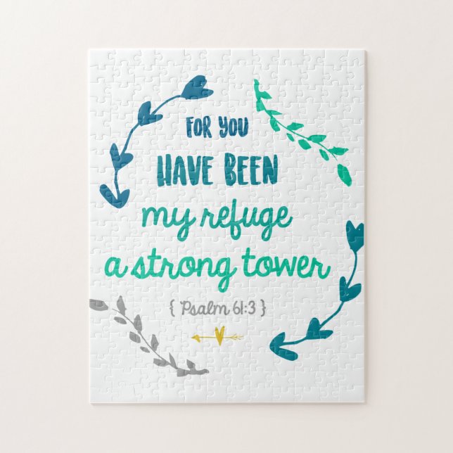 Psalm 61:3 My Refuge Bible Quote Christian Faith Jigsaw Puzzle (Vertical)