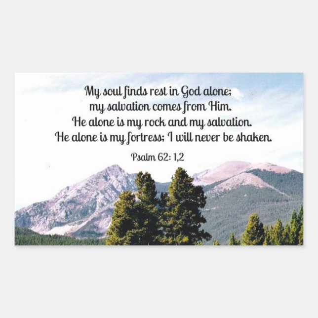 Psalm 62:1,2 rectangular sticker (Front)