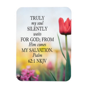 Psalm 62:1 NKJV on Image Background  Magnet