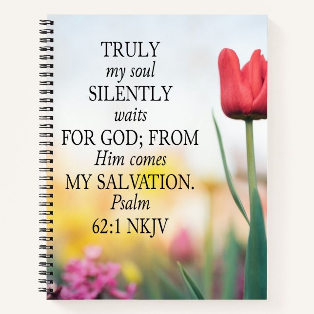 Psalm 62:1 NKJV on Image Background  Notebook (Front)