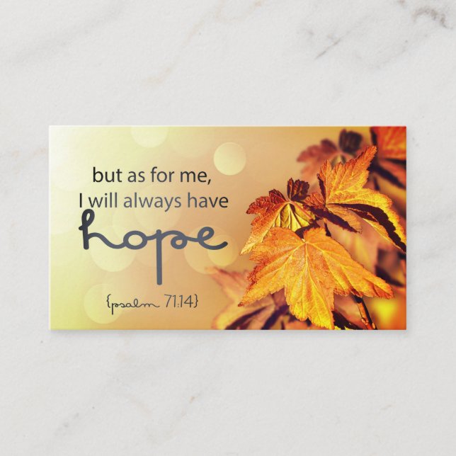 Psalm 71:14 I will always have HOPE Maple Leaves Business Card (Front)