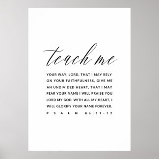 Psalm 86:11-12 Bible Verse Wall Art, Poster