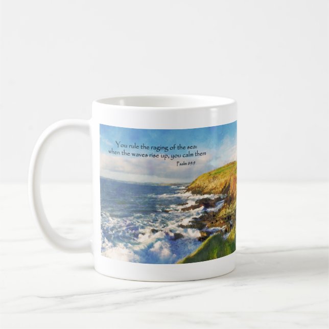Psalm 89:9 Cliffs at Galley Head, Cork Ireland Coffee Mug (Left)