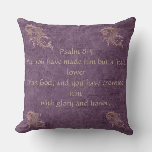 Psalm 8:5 Decorative Pillow Reversible with Crown. (Front)