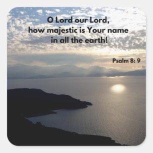 Psalm 8 Majestic Name Bible Verse Square Sticker