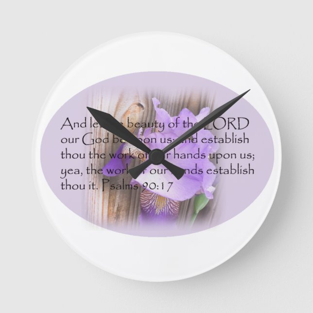 Psalm 90:17 KJV Bible verse Round Clock (Front)