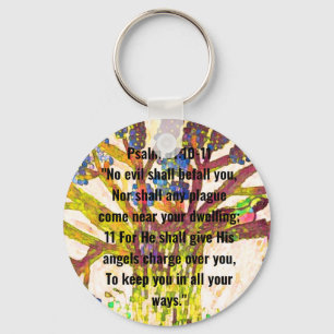 Psalm 91:10-11 key ring