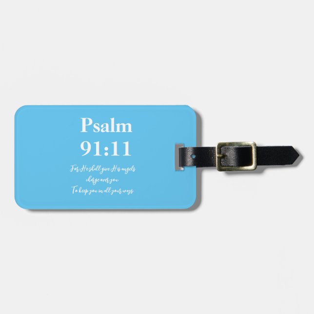 Psalm 91:11 Personalised Christian Luggage Tag (Front Horizontal)