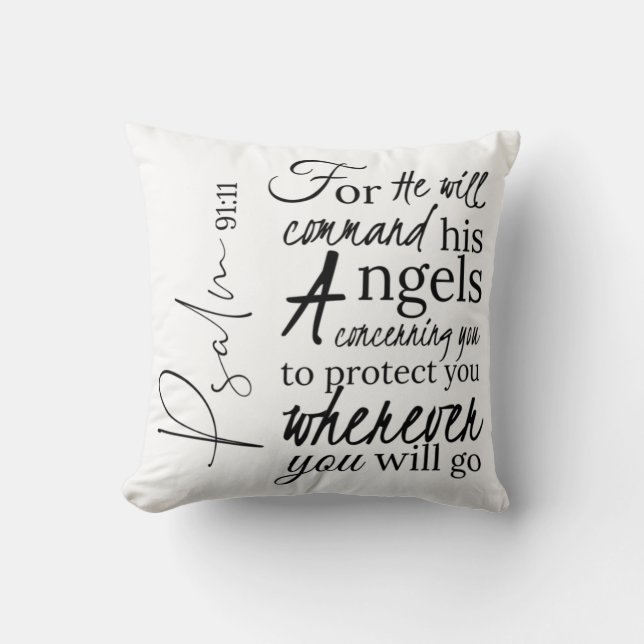 Psalm 91:11 Scripture Angel Christian Cushion (Front)