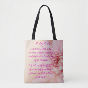 Psalm 91:1-2  tote bag