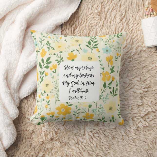 Psalm 91:2 Christian Throw Pillow (Blanket)
