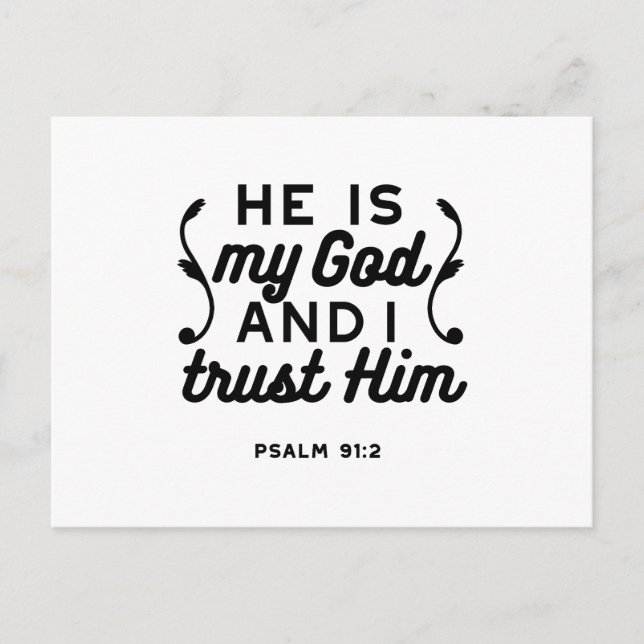 Psalm 91:2 – Trust in God Christian Bible Verse Holiday Postcard (Front)