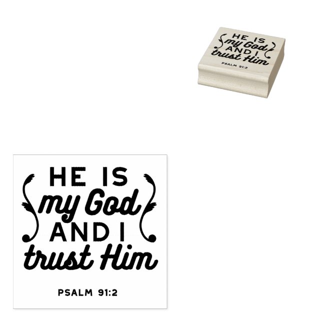 Psalm 91:2 – Trust in God Christian Bible Verse Rubber Stamp (Stamped)