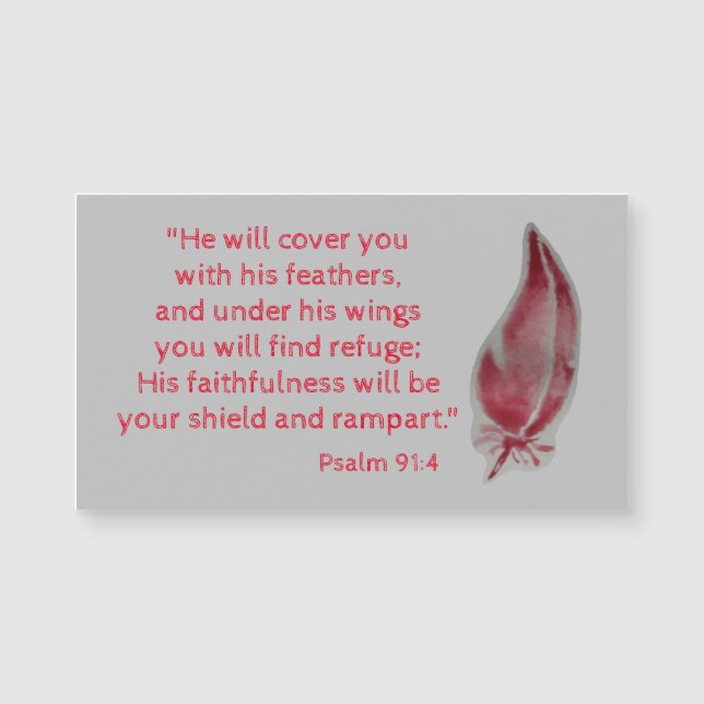 Psalm 91:4 Feather Bible Verse Magnetic Card (Front)