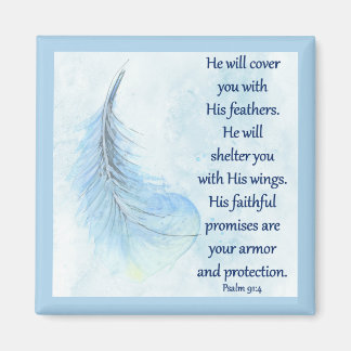 Psalm 91:4 Feather Magnet