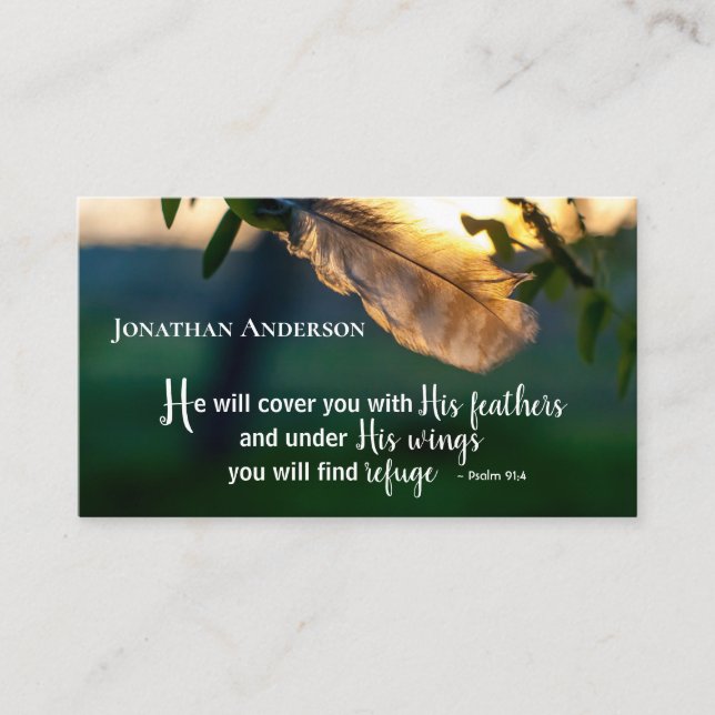 Psalm 91:4 He will cover you with His Feathers Business Card (Front)