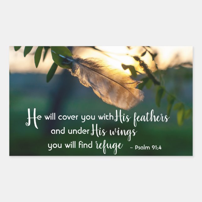 Psalm 91:4 He will cover you with His Feathers Rectangular Sticker (Front)