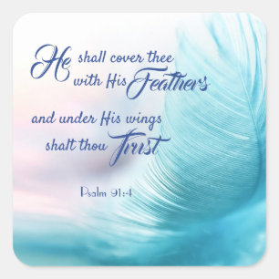 Psalm 91:4 Kings James Square Stickers