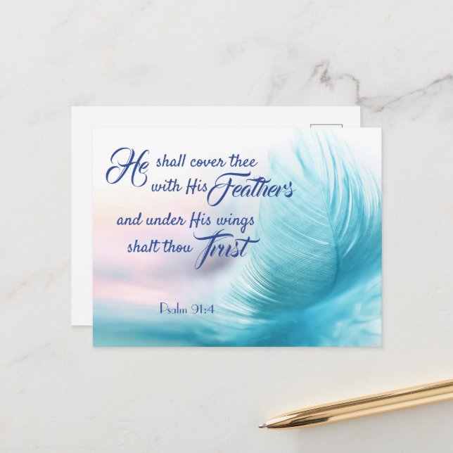 Psalm 91:4 Postcard - King James Version (Front/Back In Situ)