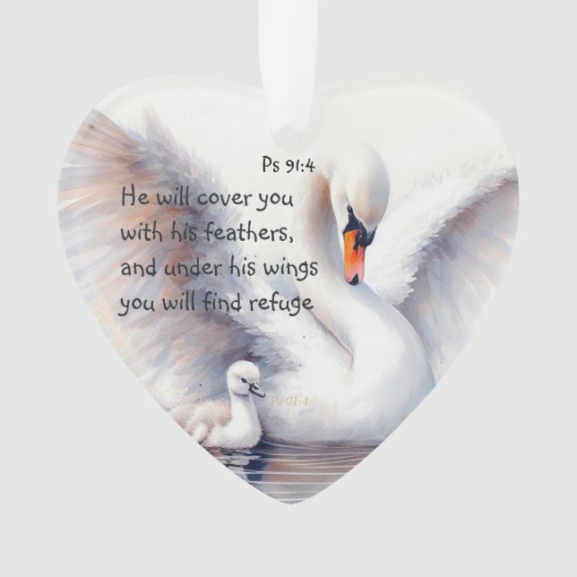 Psalm 91:4 Wings God's protection Bible Scripture Ornament (Front)