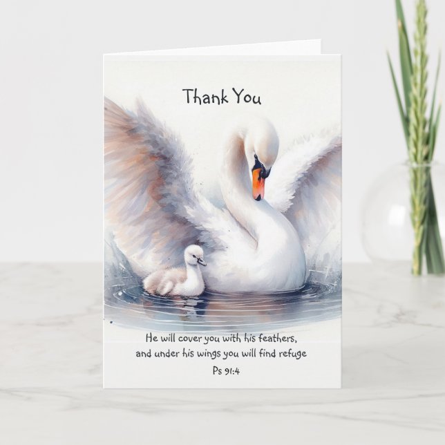 Psalm 91:4 Wings God's protection Bible Scripture Thank You Card (Front)