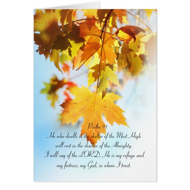 Psalm 91 all text, orange maple leaves (Front)