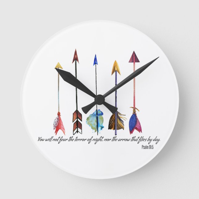 Psalm 91 Arrow Round Clock (Front)