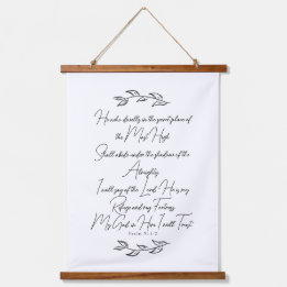 Psalm 91 Bible Art With Botanical Leaves Christian Hanging Tapestry