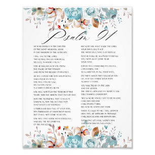 Psalm 91 Bible Scripture Floral Photo Print