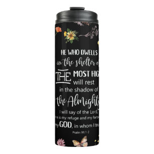 Psalm 91 Bible Verse Wild Flowers Travel Tumbler