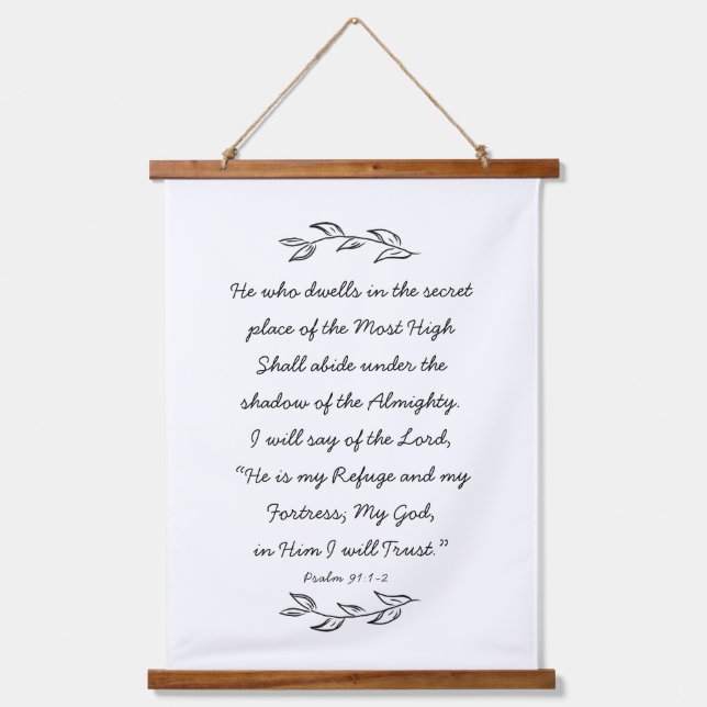 Psalm 91 Bible Verses Botanical Leaves Christian Hanging Tapestry (Front)