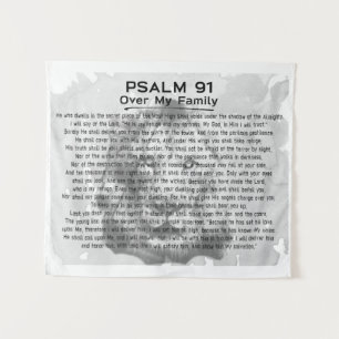 Psalm 91 Black and White Lion Wall Tapestry
