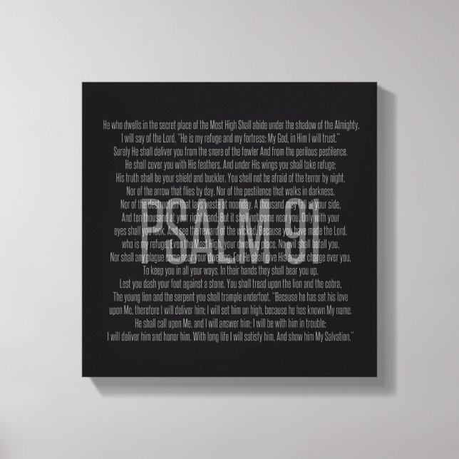 Psalm 91 Black & White Scripture Modern Wall Art (Front)