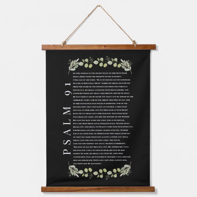 Psalm 91 Eucalyptus Leaves Bible Verses Scroll Han Hanging Tapestry (Front)