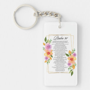 Psalm 91 Floral Geometric Frame Key Ring