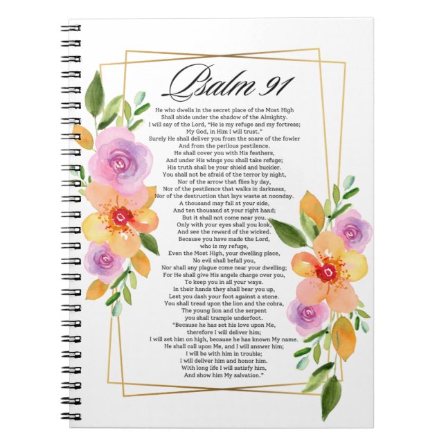 Psalm 91 Floral Geometric Frame Notebook (Front)
